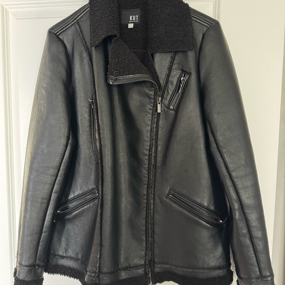 Kut from the Kloth Textured Black Faux Leather Jacket
